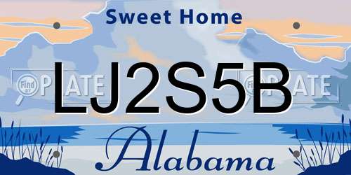 LJ2S5B Alabama License Plate