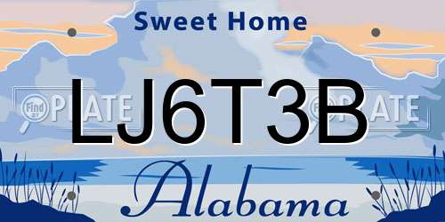 LJ6T3B Alabama License Plate