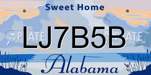 LJ7B5B Alabama License Plate