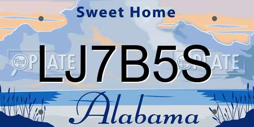 LJ7B5S Alabama License Plate