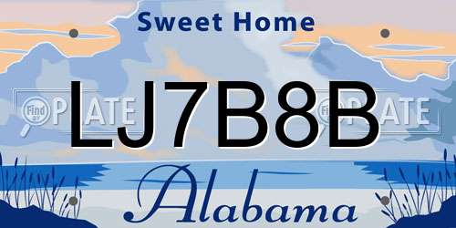 LJ7B8B Alabama License Plate