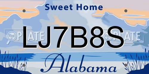 LJ7B8S Alabama License Plate