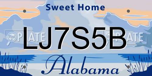 LJ7S5B Alabama License Plate