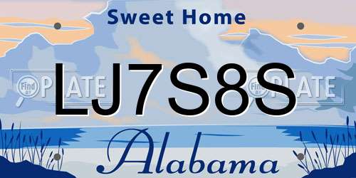 LJ7S8S Alabama License Plate