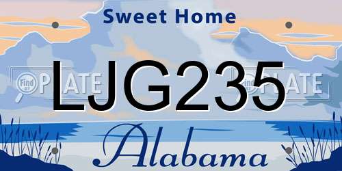 LJG235 Alabama License Plate