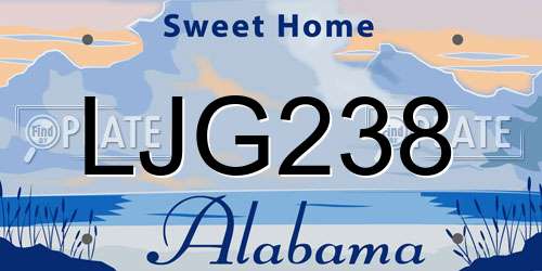 LJG238 Alabama License Plate