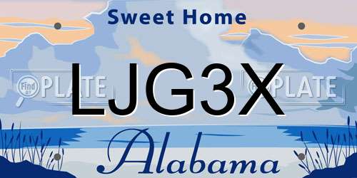 LJG3X Alabama License Plate