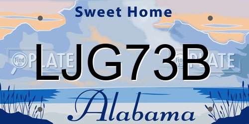 LJG73B Alabama License Plate