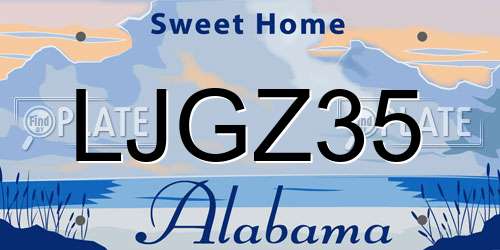 LJGZ35 Alabama License Plate