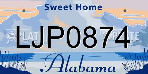 LJP0874 Alabama License Plate