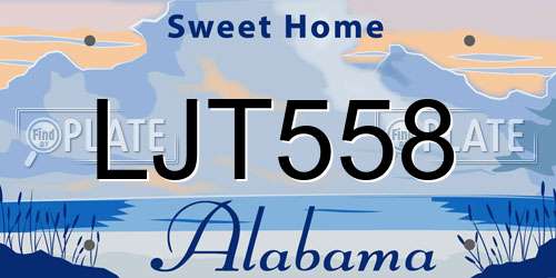 LJT558 Alabama License Plate