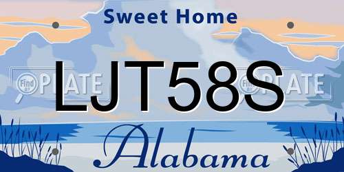 LJT58S Alabama License Plate