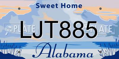 LJT885 Alabama License Plate
