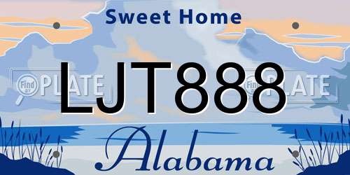 LJT888 Alabama License Plate