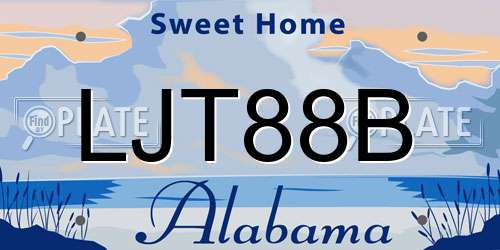 LJT88B Alabama License Plate
