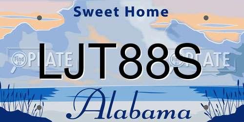 LJT88S Alabama License Plate