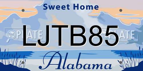 LJTB85 Alabama License Plate