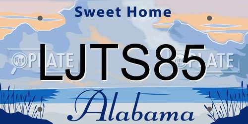 LJTS85 Alabama License Plate