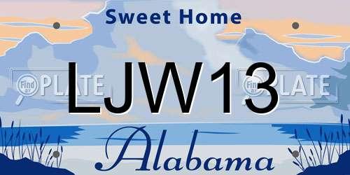 LJW13 Alabama License Plate