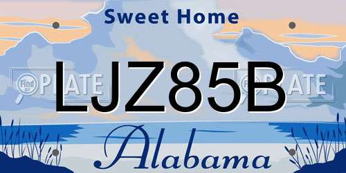 LJZ85B Alabama License Plate