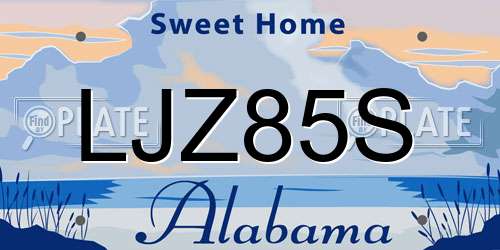 LJZ85S Alabama License Plate