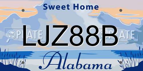 LJZ88B Alabama License Plate