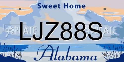 LJZ88S Alabama License Plate