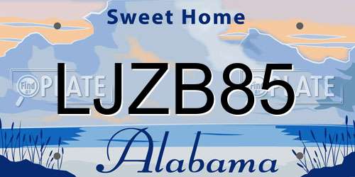 LJZB85 Alabama License Plate