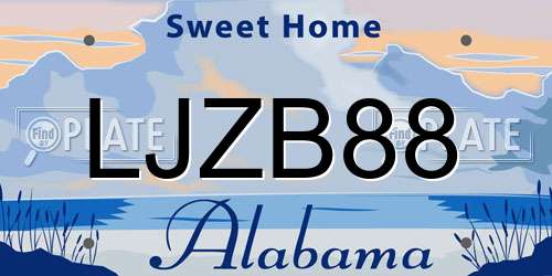 LJZB88 Alabama License Plate