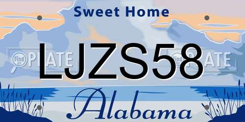 LJZS58 Alabama License Plate