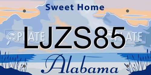 LJZS85 Alabama License Plate