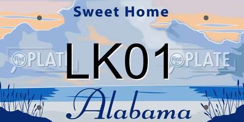 LK01 Alabama License Plate