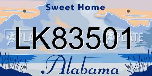 LK83501 Alabama License Plate