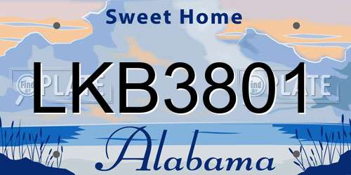 LKB3801 Alabama License Plate