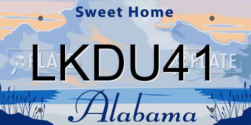 LKDU41 Alabama License Plate