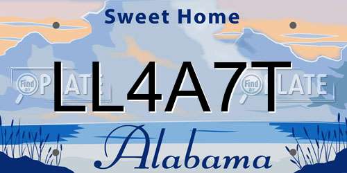 LL4A7T Alabama License Plate