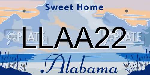 LLAA22 Alabama License Plate