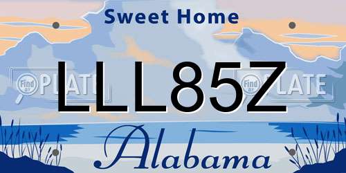 LLL85Z Alabama License Plate