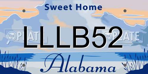 LLLB52 Alabama License Plate