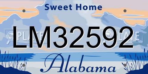 LM32592 Alabama License Plate