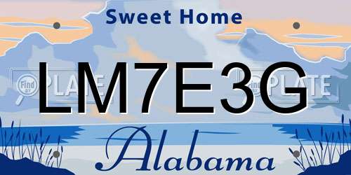 LM7E3G Alabama License Plate