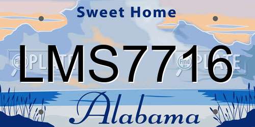 LMS7716 Alabama License Plate
