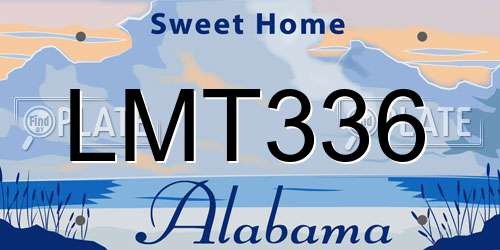 LMT336 Alabama License Plate