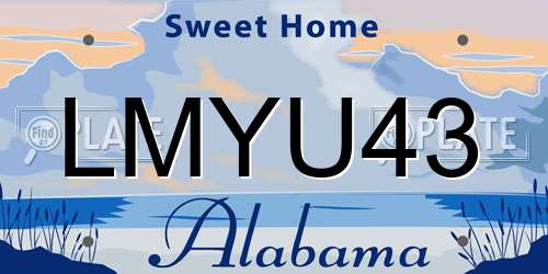 LMYU43 Alabama License Plate
