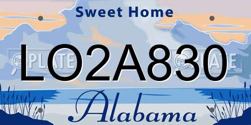 LO2A830 Alabama License Plate
