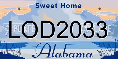 LOD2033 Alabama License Plate