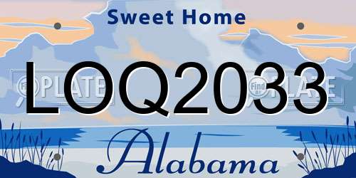LOQ2033 Alabama License Plate