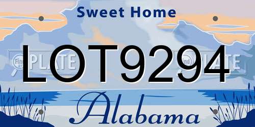 LOT9294 Alabama License Plate