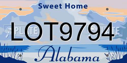 LOT9794 Alabama License Plate