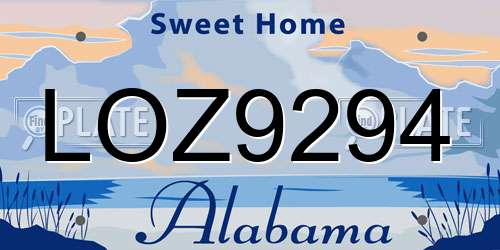LOZ9294 Alabama License Plate